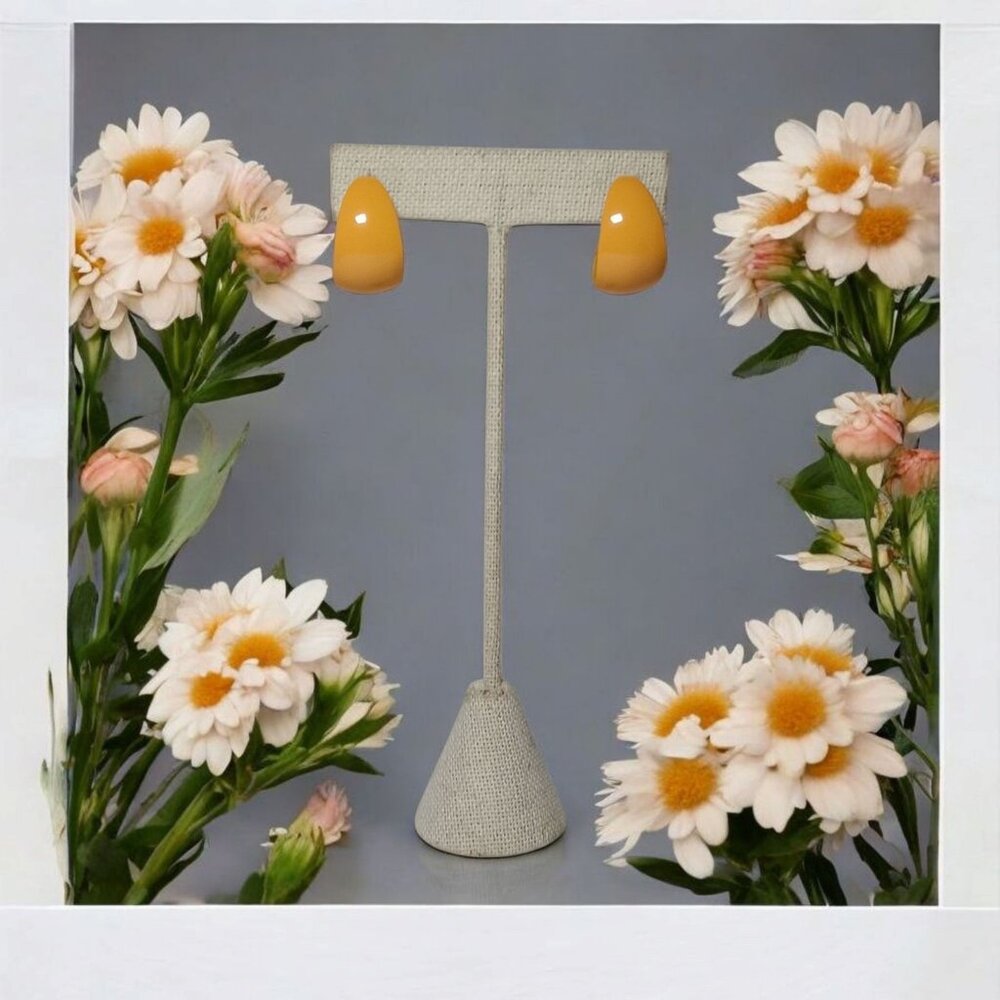 Marigold Yellow Basic Pierced Post Hoops Spring Summer Fall .75"